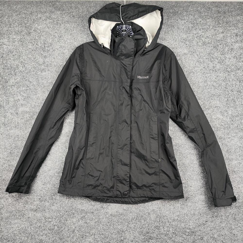 Marmot Jacket Womens XS Black Hooded Lightweight Windbreaker Hiking Rain
